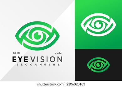 Eye Vision with Leaf Logo Design Vector illustration template