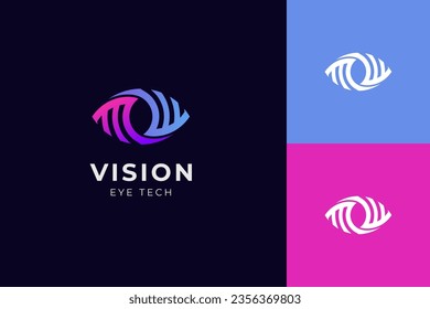 Eye vision logo icon design line art style. media technology logo template