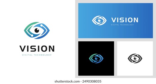 Eye Vision Logo icon Design with technology Symbol for cyber security, vision media graphic symbol