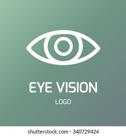 Eye vision logo. Optics service or eye laser surgery center background.