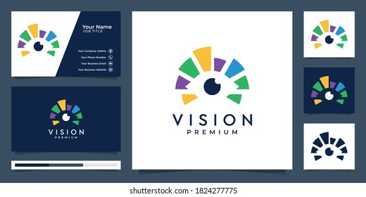 Eye vision Premium vector template. logo and business card. Premium Vector