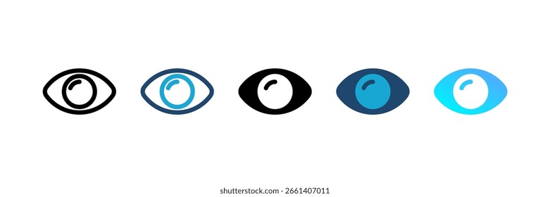 Eye And Vision Services icon set multiple style collection