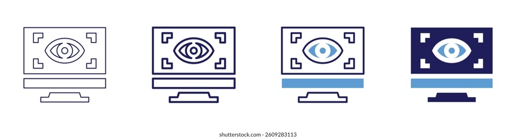 Eye vision sharpness icon in 4 different styles. Thin Line, Line, Bold Line, Duotone. Duotone style. Editable stroke.
