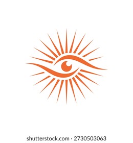 Visión ocular para la inspiración del diseño del logotipo de la luz del sol del verano