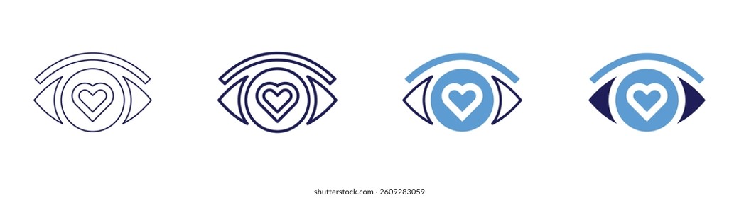 Eye visual tracking issue icon in 4 different styles. Thin Line, Line, Bold Line, Duotone. Duotone style. Editable stroke.