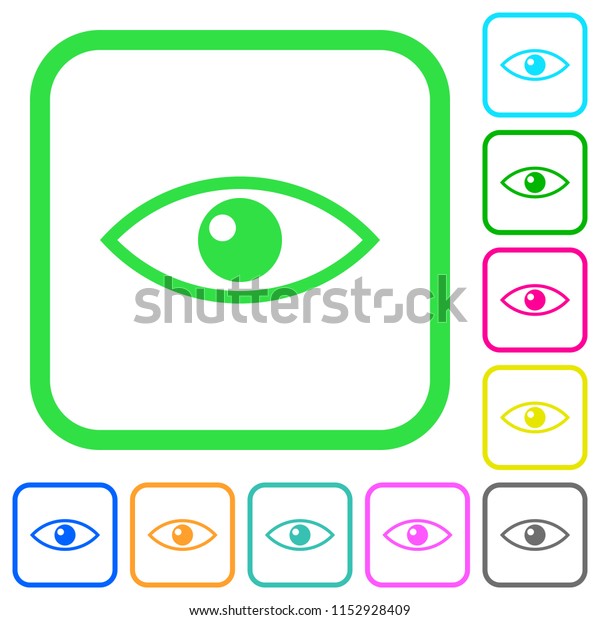 Eye vivid colored flat icons in curved borders\
on white background