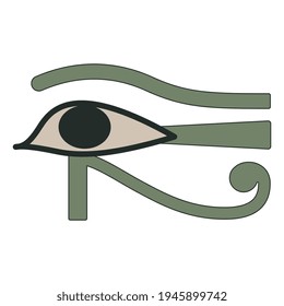 Eye Wadjet. Ancient Egyptian sacred symbol of god Horus or goddess Maat. Isolated vector illustration.
