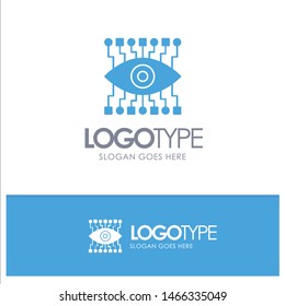 Eye, Watch, Construction Blue Solid Logo with place for tagline. Vector Icon Template background