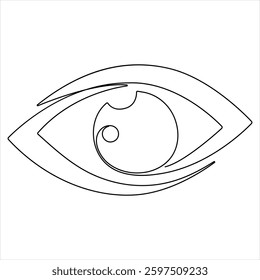eye watch continuous single line drawing of  minimalist eye with retina outline design  vector illustration