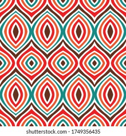 eye or wave in Vertical boho tribal seamless pattern with retro color tone 