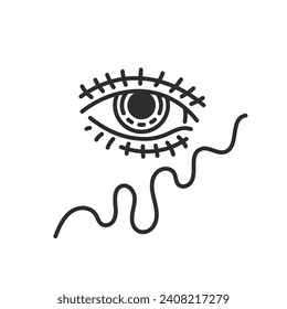 Eye and wavy line. Vector illustration
