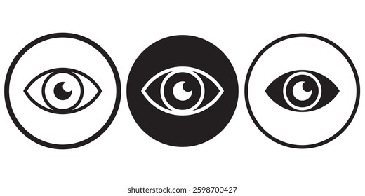 Eye web flat icon set vector on white background.  Eye icon set vector for web and mobile apps