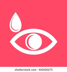 Eye white icon on magenta color background. Eps-10.