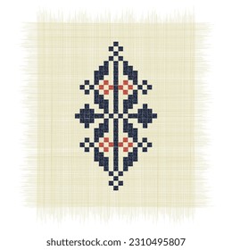 The Eye Wide Open, Palestinian embroidery Tatreez symbol drawing over white background