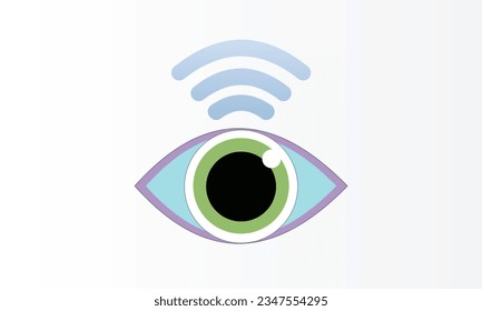 ojo con señal inalámbrica.sobre fondo blanco.Ilustración de diseño de vectores.