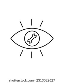 eye with work icon, vector best line icon.