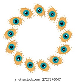 Augenkranz, Emblemschutzrahmen. Mystische Augenring Vektor, Talisman und Dekoration Kunst. Augenkranz, trendigen Charme für Drucke