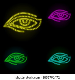 Eye wrinkle, blepharoplasty neon color set icon. Simple thin line, outline vector of anti age icons for ui and ux, website or mobile application