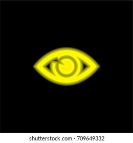 Eye yellow glowing neon ui ux icon. Glowing sign logo vector