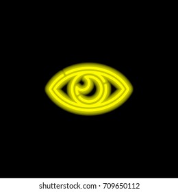 Eye yellow glowing neon ui ux icon. Glowing sign logo vector