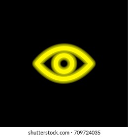 Eye yellow glowing neon ui ux icon. Glowing sign logo vector