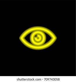 Eye yellow glowing neon ui ux icon. Glowing sign logo vector