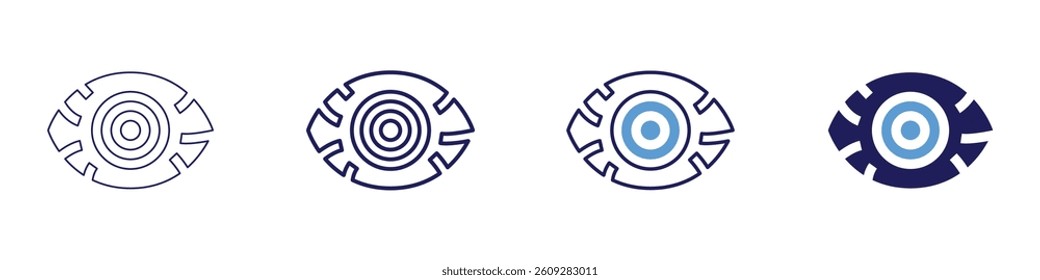 Eye yoga exercises icon in 4 different styles. Thin Line, Line, Bold Line, Duotone. Duotone style. Editable stroke.