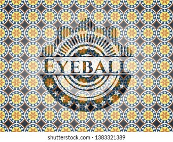 Eyeball arabesque emblem background. arabic decoration.