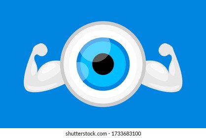 eyeball blue, strong healthy concept, eye graphic blue for icon, eyeball illustration clip art, eyesight symbol character in good vision, eyeball cartoon for look view vision and see concept, vector