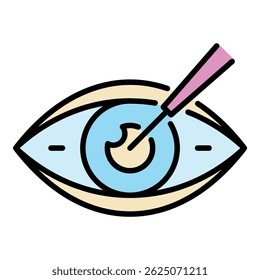 Eyeball care icon. Outline eyeball care vector icon color flat isolated on white