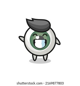 eyeball cartoon character doing wave hand gesture , cute style design for t shirt, sticker, logo element