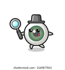 eyeball cartoon character searching with a magnifying glass , cute style design for t shirt, sticker, logo element