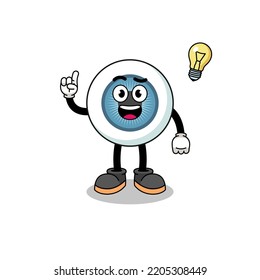 eyeball cartoon with get an idea pose , character design
