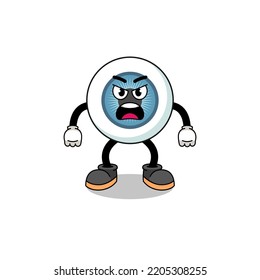 eyeball cartoon illustration with angry expression , character design