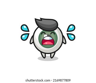 eyeball cartoon illustration with crying gesture , cute style design for t shirt, sticker, logo element