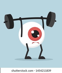 eyeball  Cartoon Lifting Weights vector