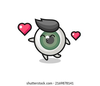 eyeball character cartoon with kissing gesture , cute style design for t shirt, sticker, logo element