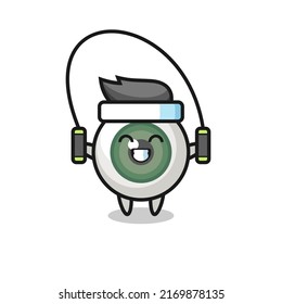 eyeball character cartoon with skipping rope , cute style design for t shirt, sticker, logo element