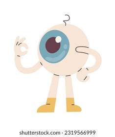 Eyeball Character With Ok Sign Vector Illustration