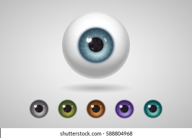 Eyeball and colored irises, natural and unnatural colors