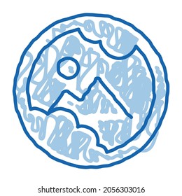 Eyeball Damage Skizze Symbol Vektorgrafik. Handgezeichnete blaue Linie Kunst Eyeball Schaden Schild. einzelne Symbolillustration