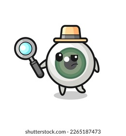 eyeball detective character is analyzing a case , cute style design for t shirt, sticker, logo element