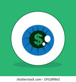 Eyeball with dollar sign in the iris 