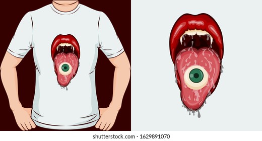 Eyeball Eater. Unique and Trendy T-Shirt Design or Mockup.