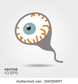 Eyeball. Flat silhouette icon with shadow. Vector Illustration