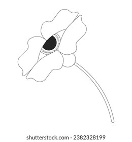 Eyeball flower with stem black and white 2D line cartoon object. Mystical plant. Blossom spiritual imagination isolated vector outline item. Fantasy hallucination monochromatic flat spot illustration