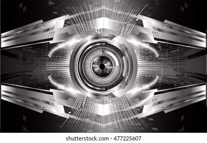eyeball future technology, black silver cyber security concept background