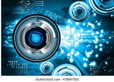 eyeball future technology, blue cyber security concept background