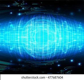 eyeball future technology, blue silver cyber security concept background