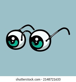 Eyeball Glasses Cartoon Vector Illustration